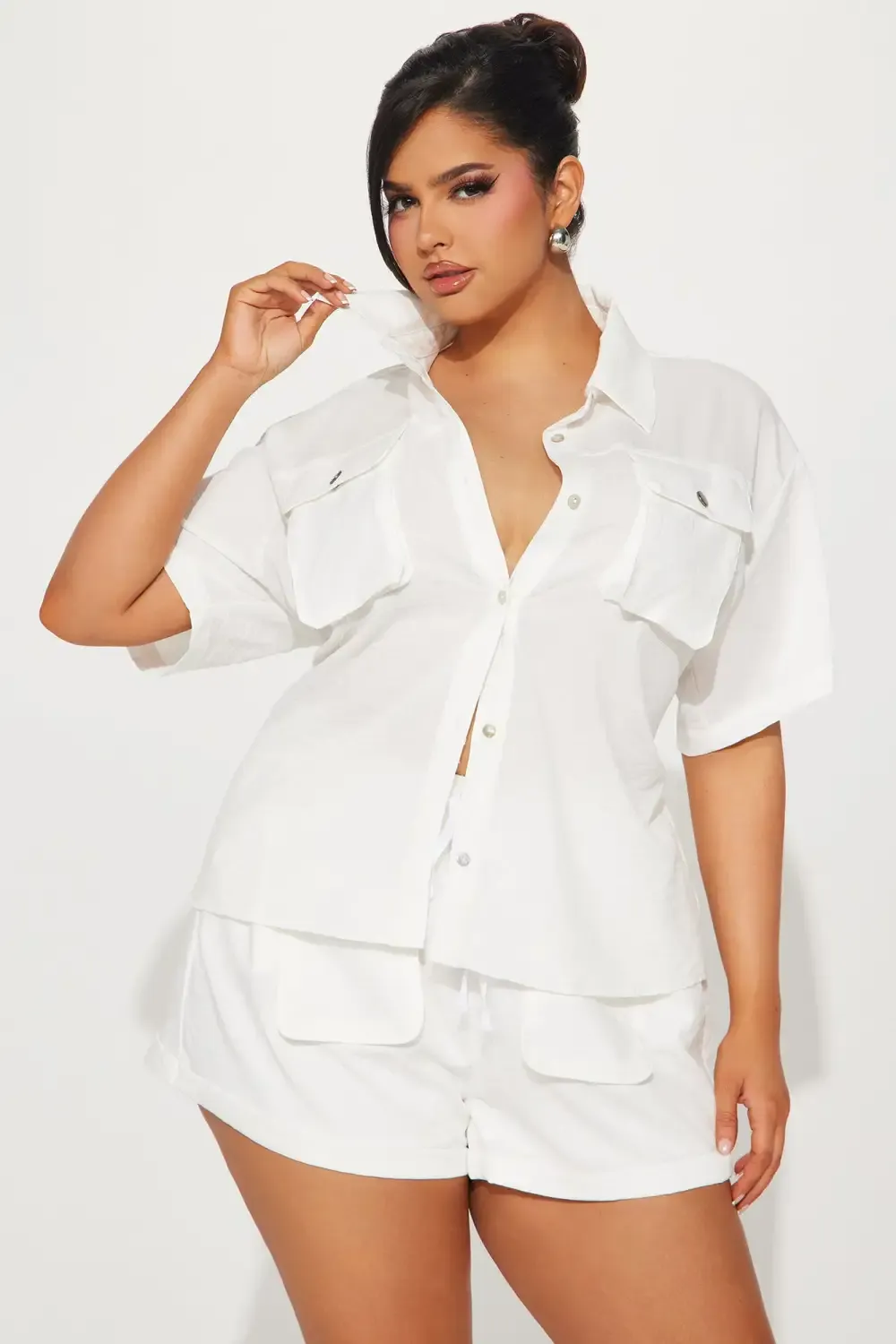 Chloe Cargo Short Set - White