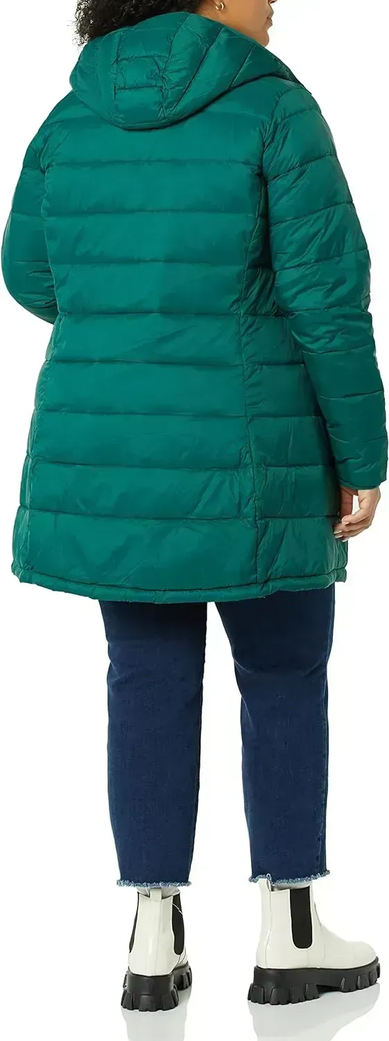 Women's Lightweight Water-Resistant Hooded Puffer Coat (Available in Plus Size)