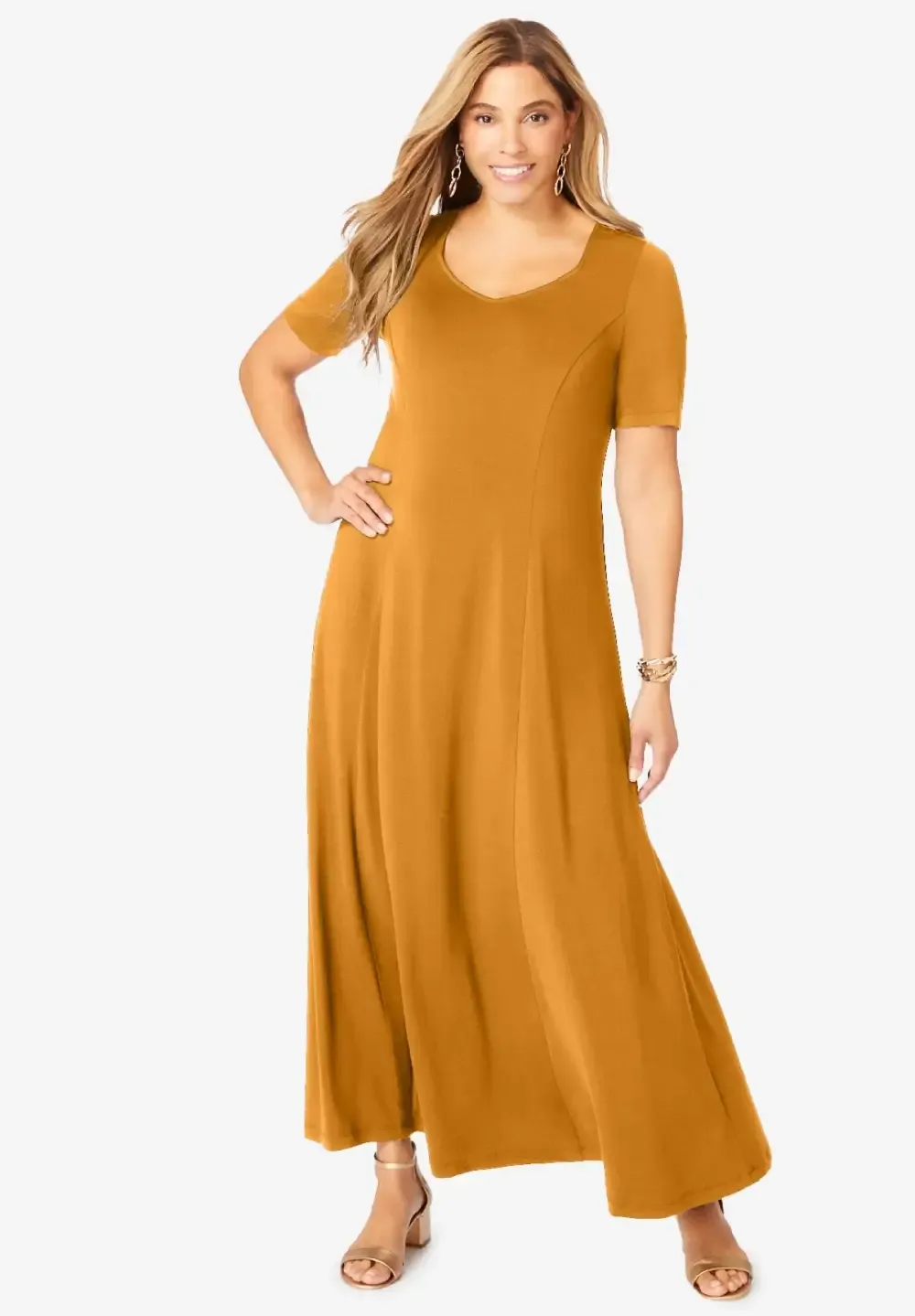 Stretch Knit Sweetheart Maxi Dress