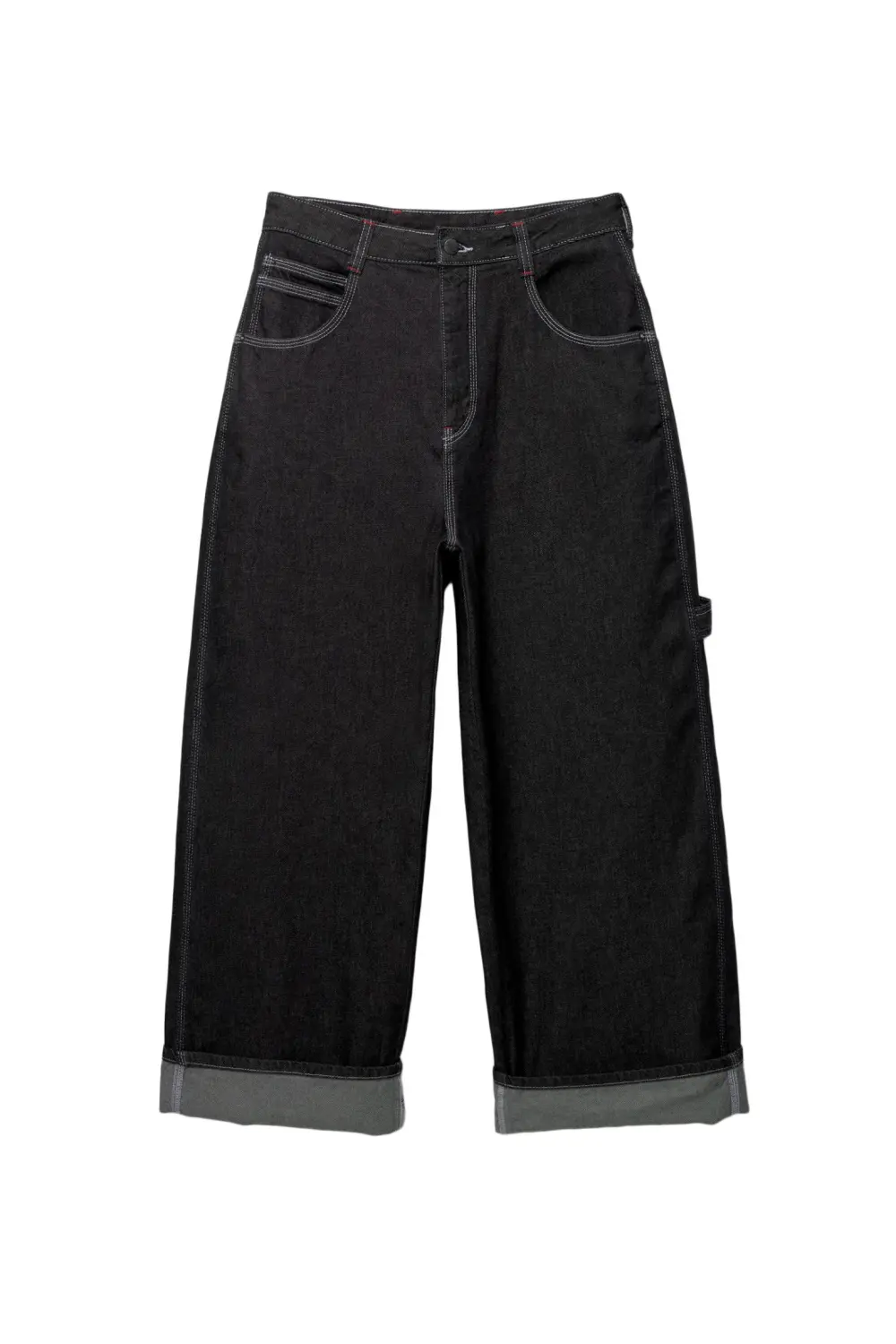 Super baggy carpenter jeans with turn-up hems