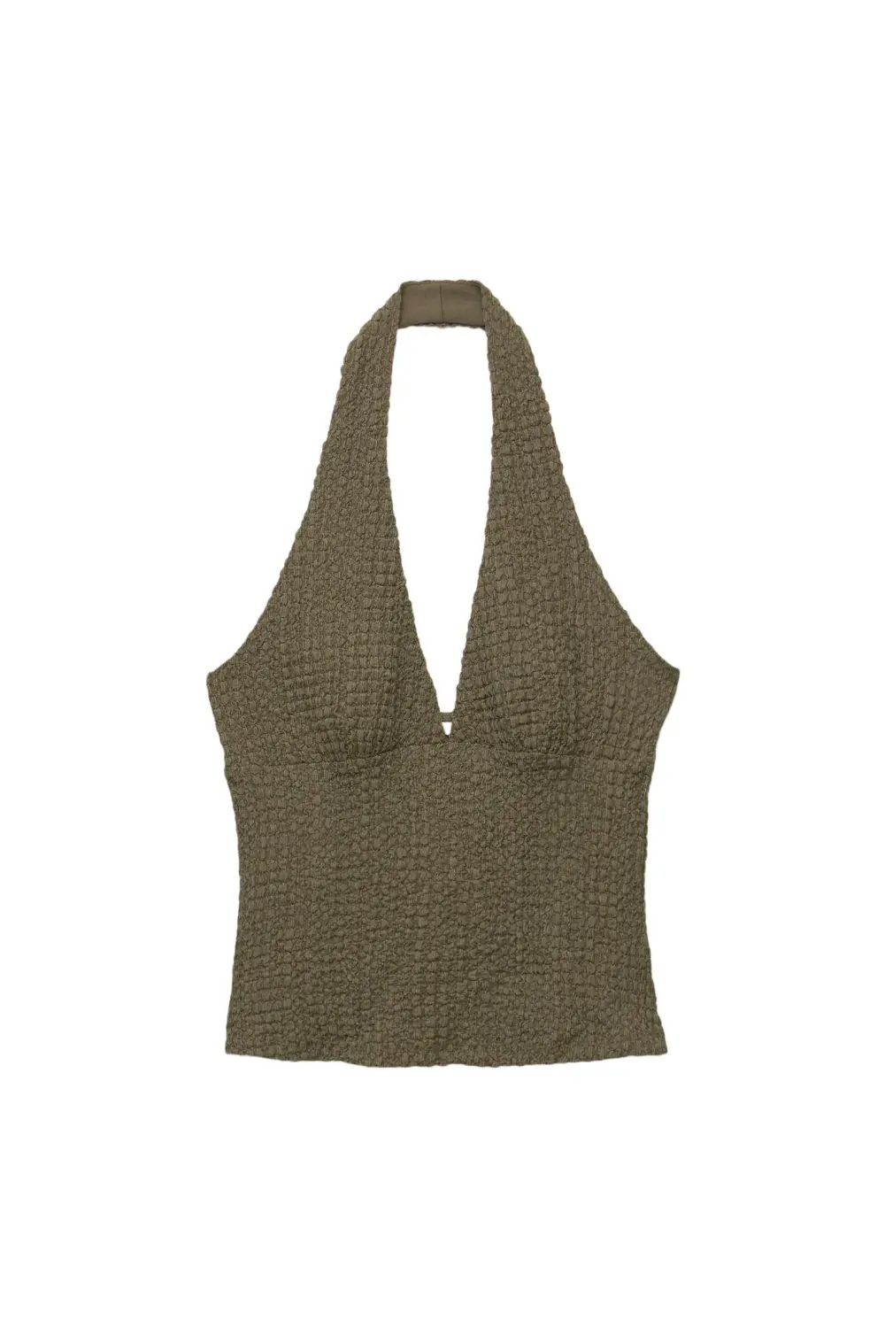 Creased-effect halter top