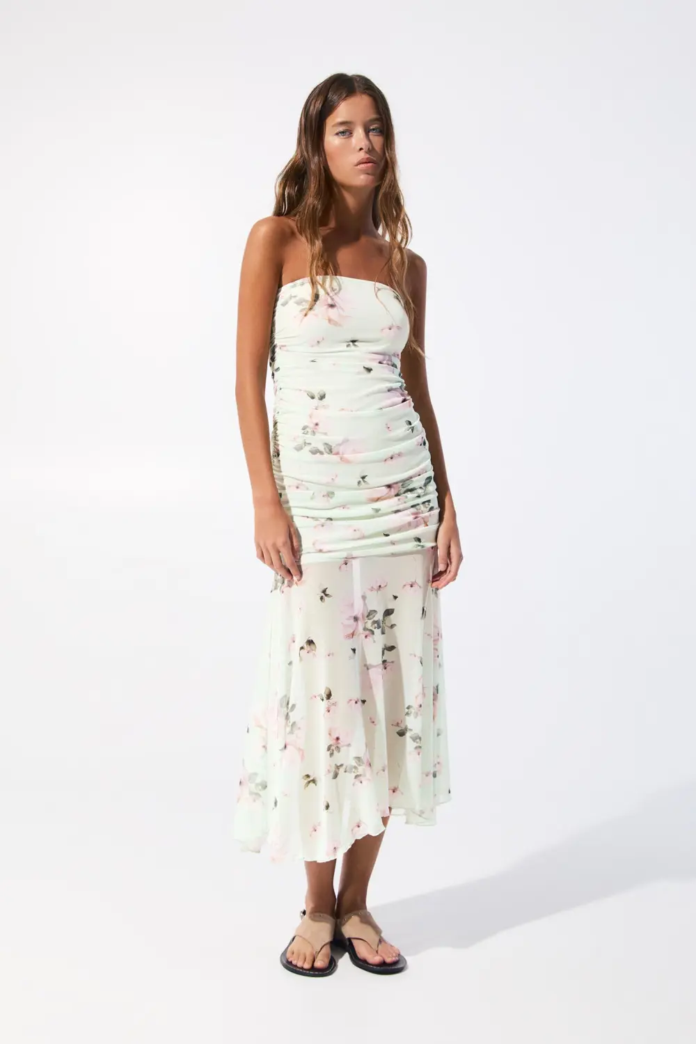 Vestido midi tul flores