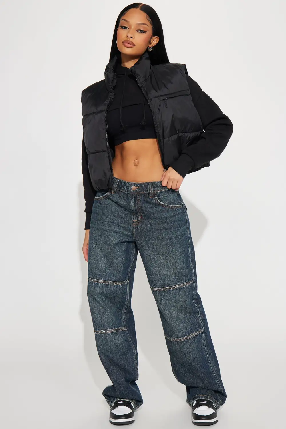 Icy Girl Puffer Vest - Black