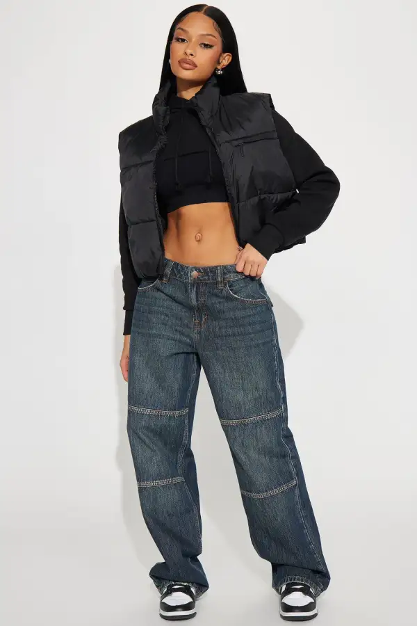 Icy Girl Puffer Vest - Black
