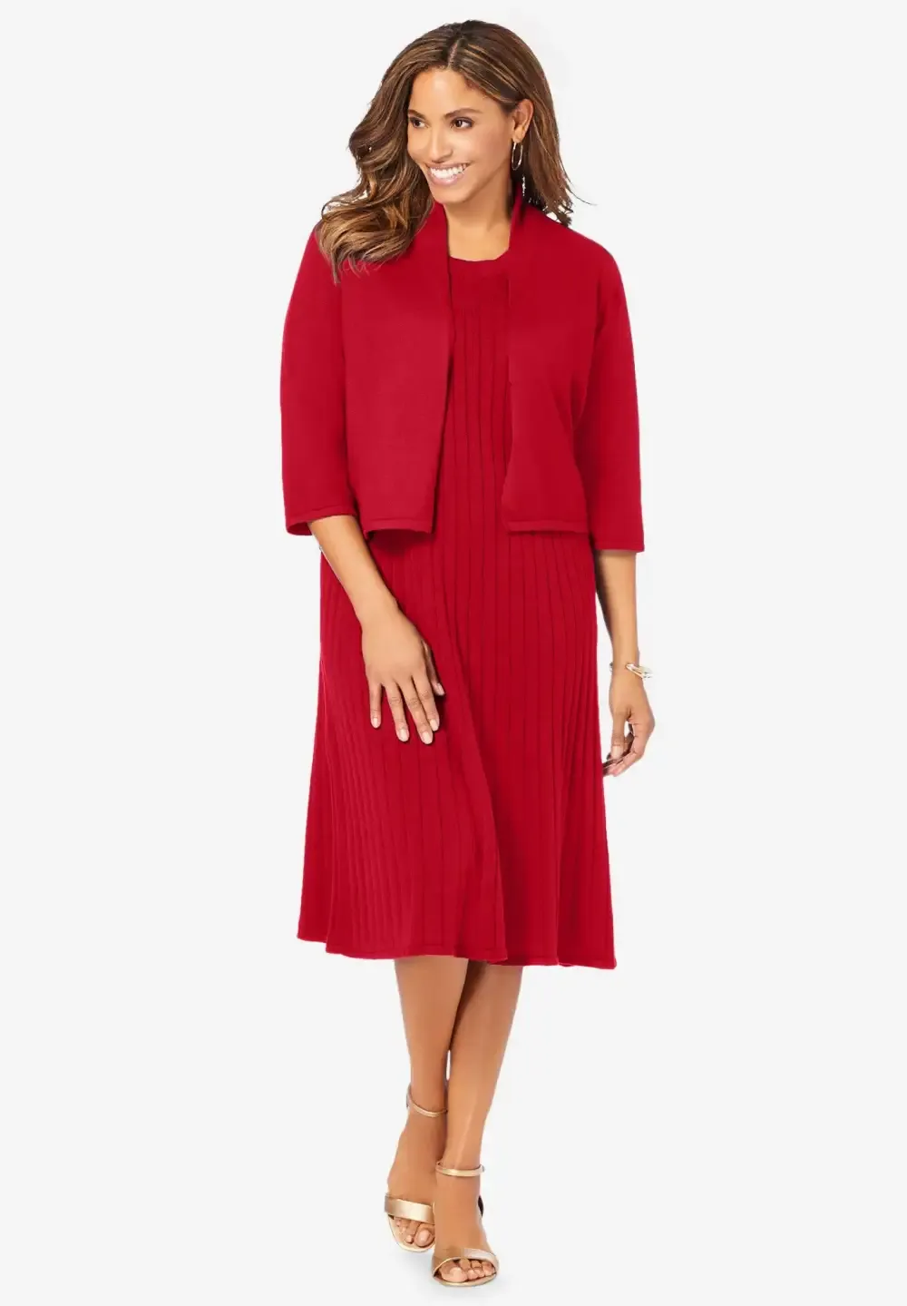 2-Piece Sweater Jacket Dress