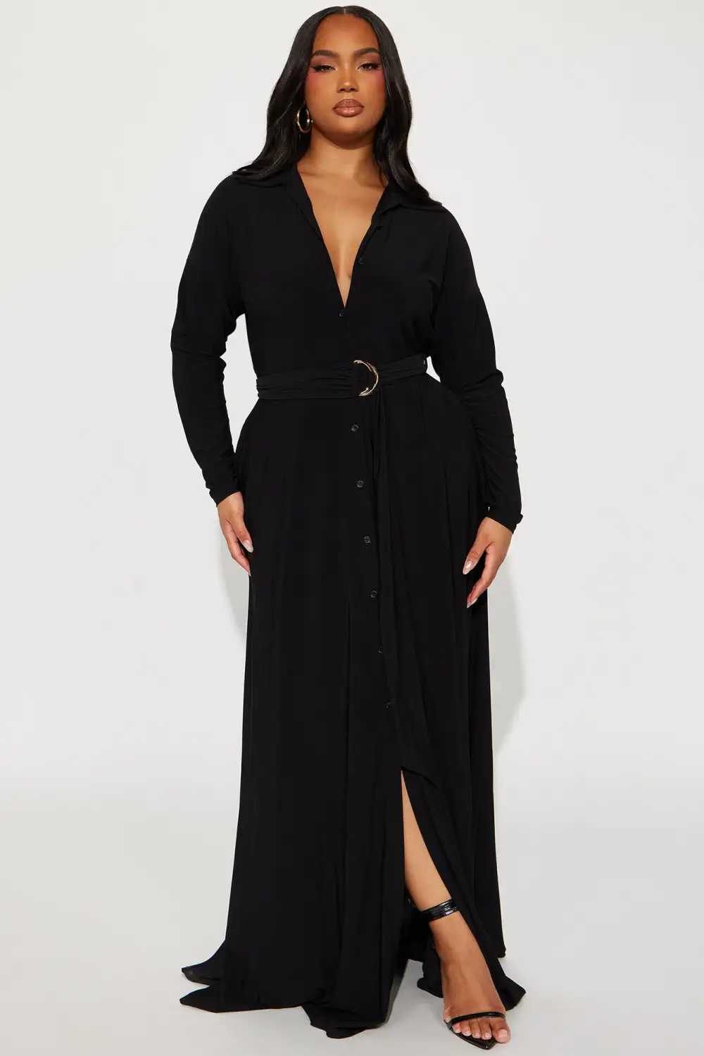 Amelia Belted Maxi Dress - Black