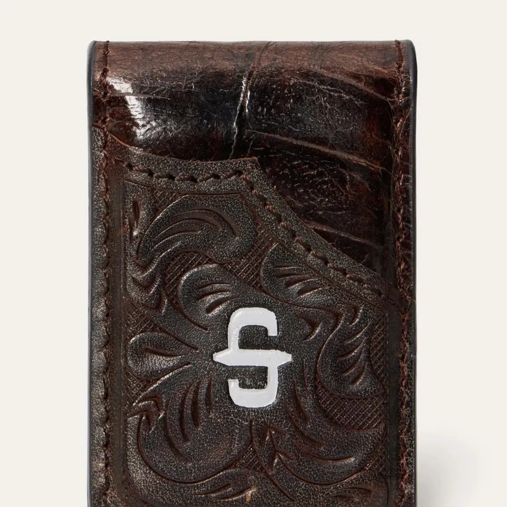 Tooled Embossed Croco Money Clip