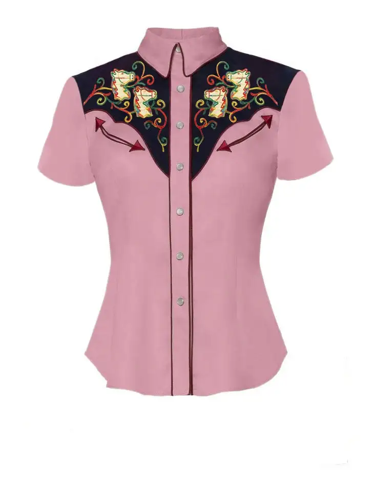 Women's Western Horse Head Pattern Shirt