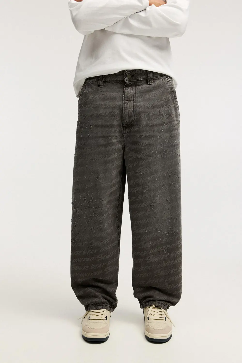 Laser print skater jeans