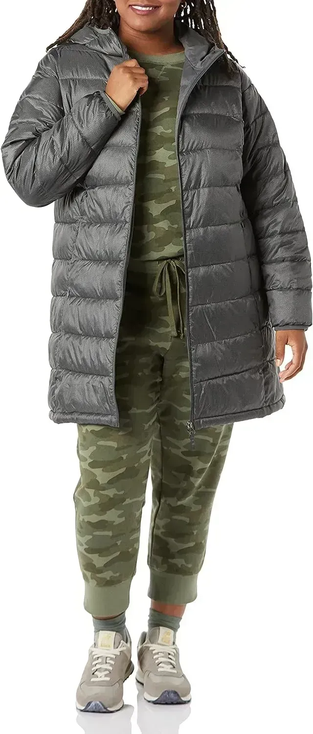 Women's Lightweight Water-Resistant Hooded Puffer Coat (Available in Plus Size)
