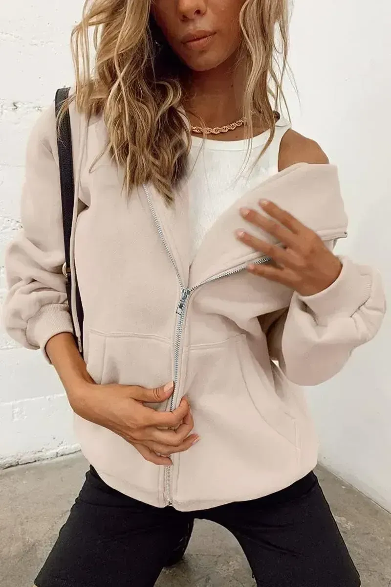 Women's Cute Hoodies Teen Girl Fall Jacket Oversized Sweatshirts Casual Drawstring Zip Up Y2K Hoodie with Pocket