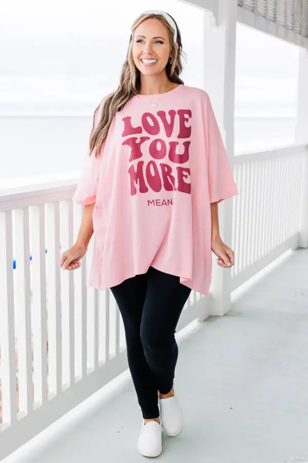 Love You Mean It Boyfriend Tee, Dark Pink
