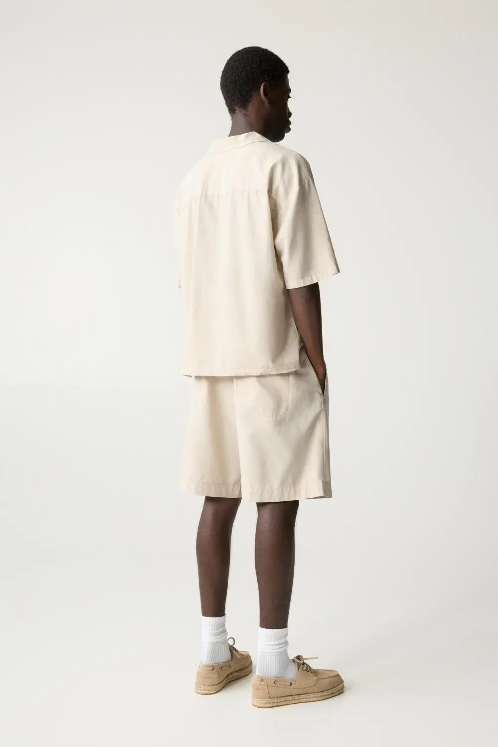 Linen blend jogger Bermuda shorts