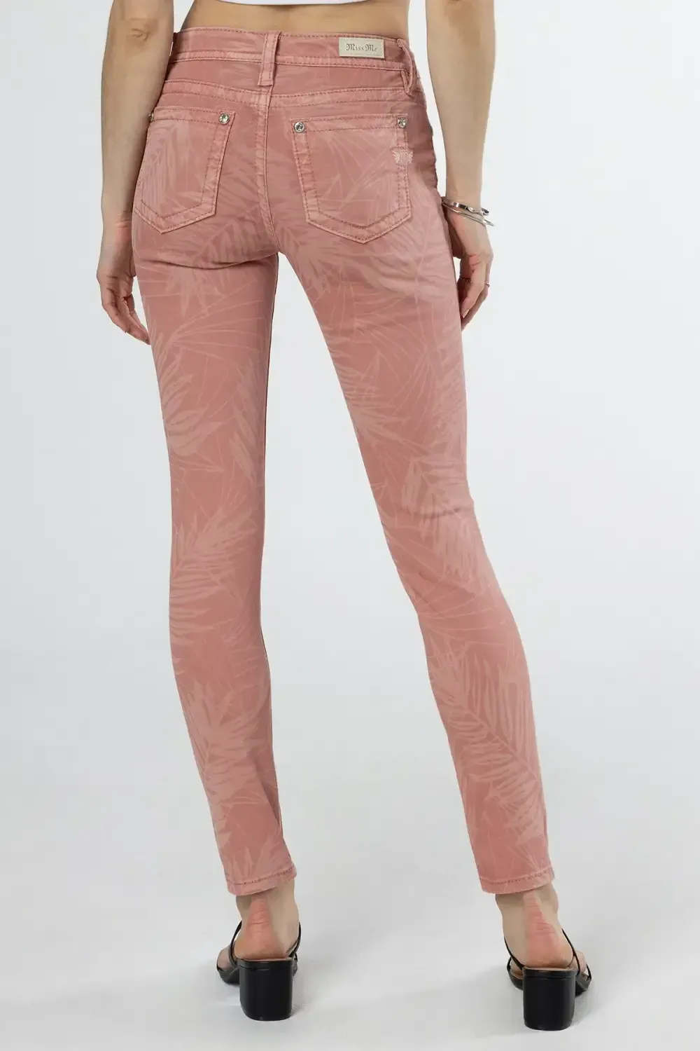 Coral Leaves Skinny Jeans
