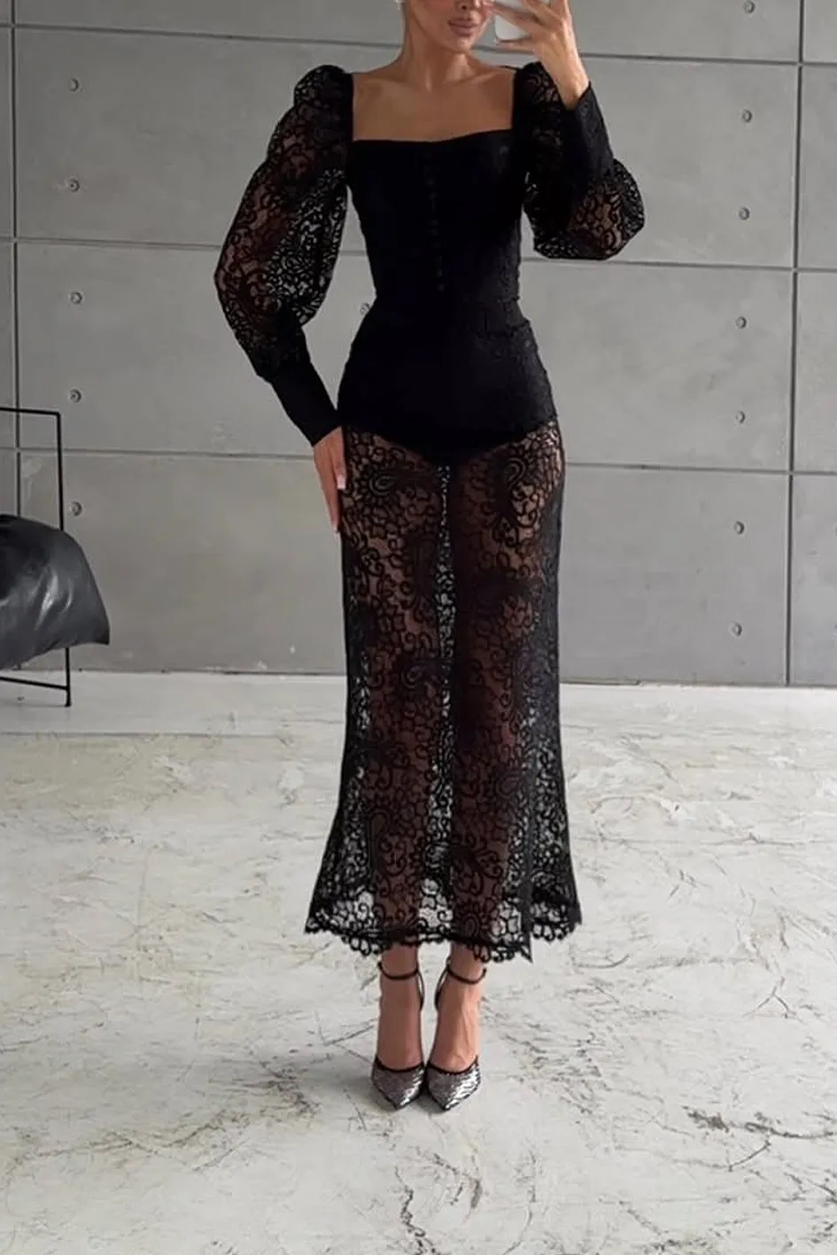 Women'S Fashion Lace Hollow Casual Dress