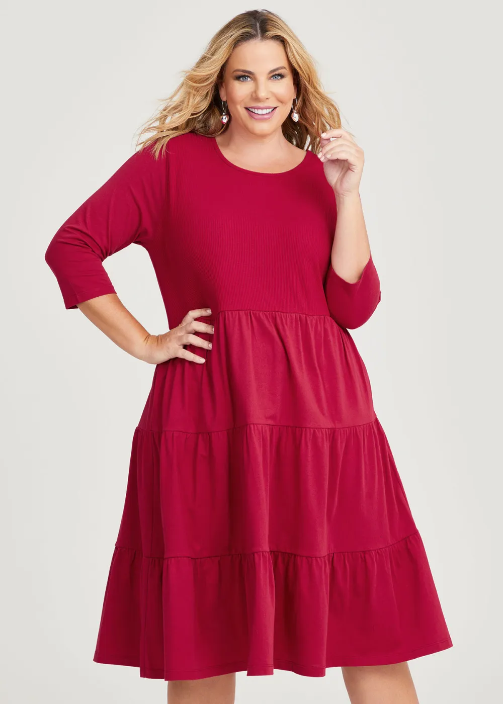 Cotton Rib Tiered Dress