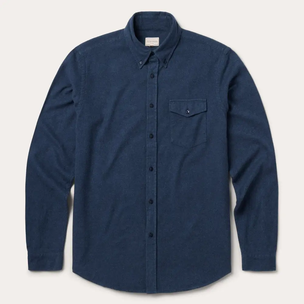 Heathered Flannel Button-Down Shirt