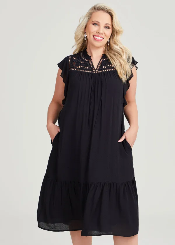 Natural Dobby Cutout Dress