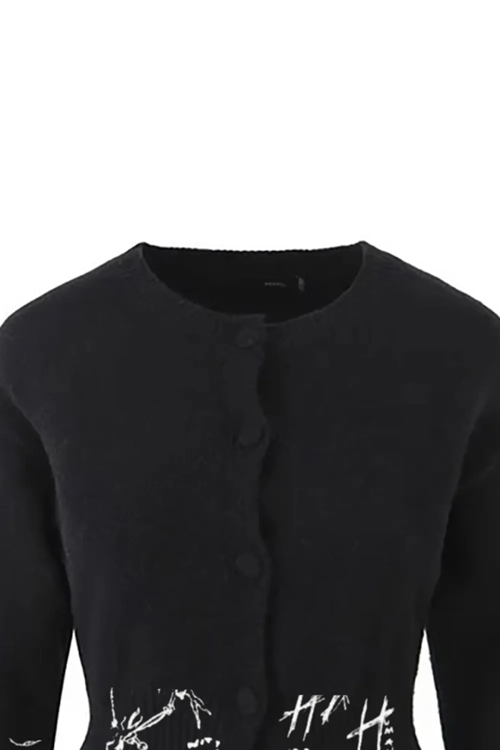 Minimalist Crewneck Long Sleeve Button Up Ribbed Knit Crop Cardigan