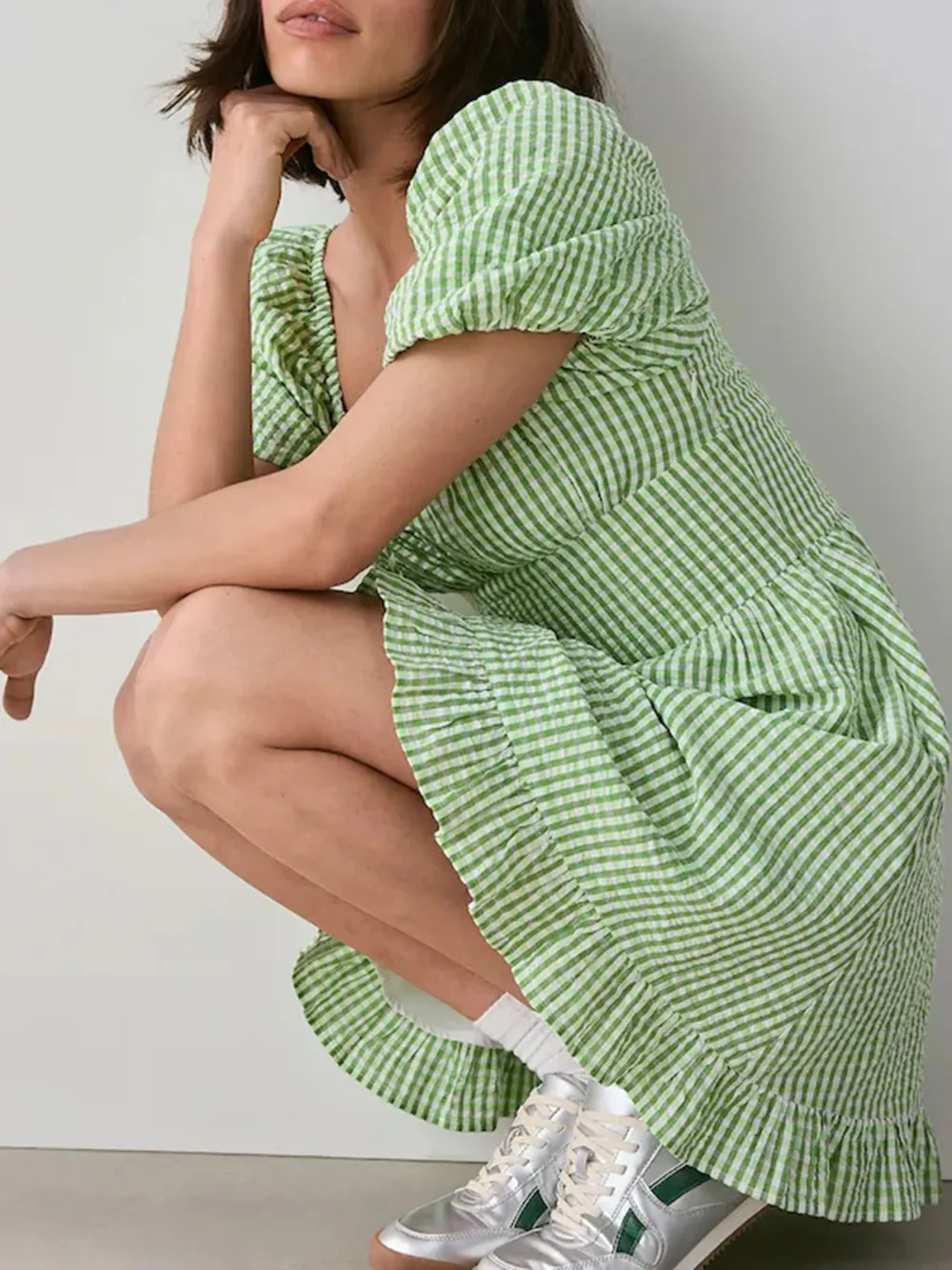 Fresh Bubble Sleeve Pure Cotton Dress
