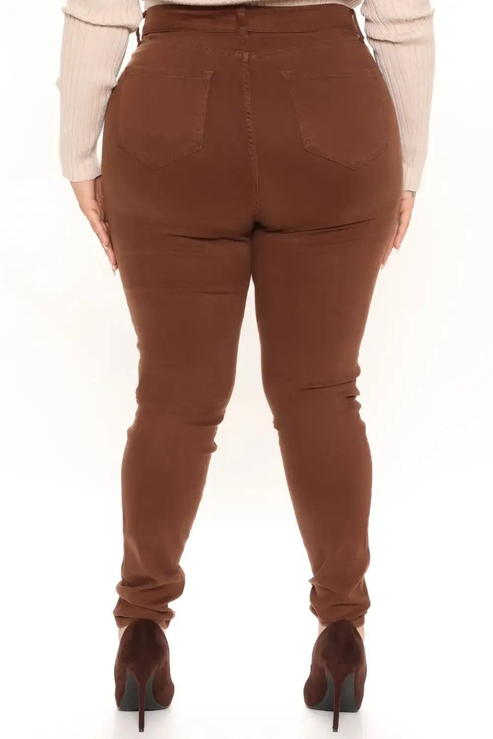 Classic High Waist Skinny Jeans - Chocolate
