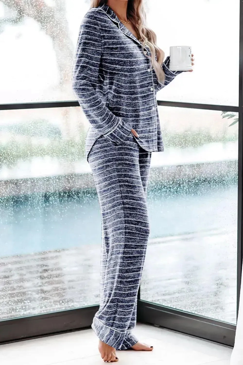 Women's Pajama Sets Long Sleeve Button Down Sleepwear Nightwear Soft Pjs Lounge Sets