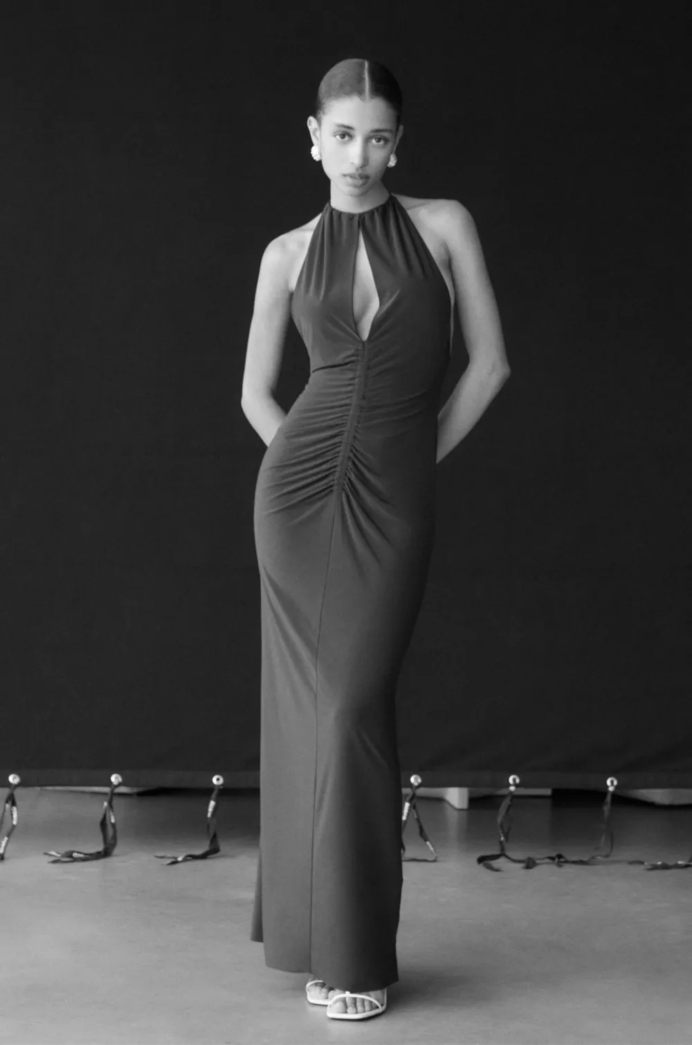 Vestido largo halter espalda descubierta