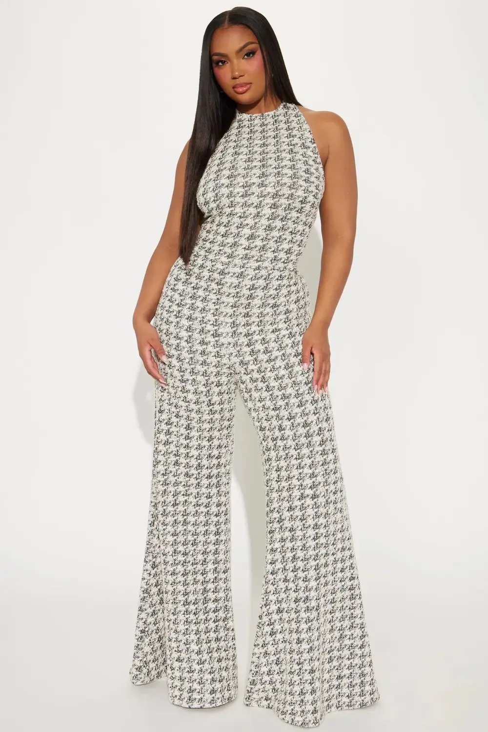 Nancy Stretch Tweed Jumpsuit - Black