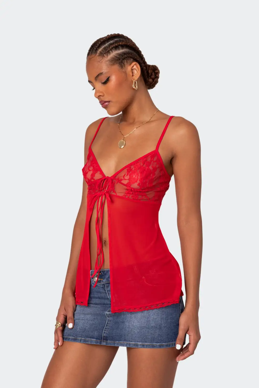Mimosa Sheer Lace Long Tank Top