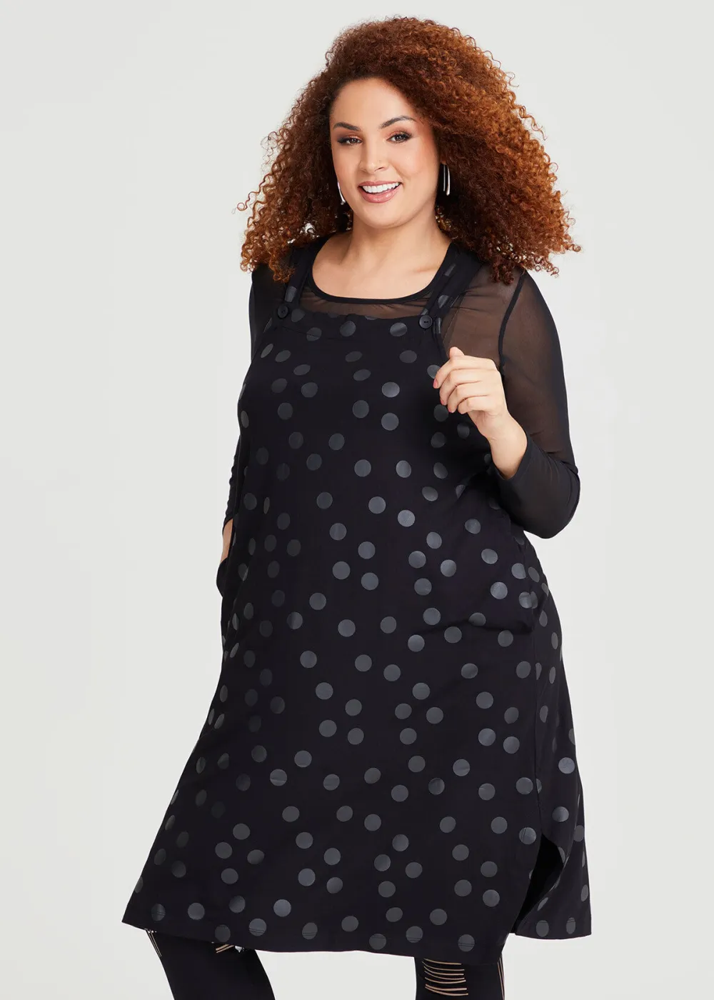 Natural Spot Pinafore Dress