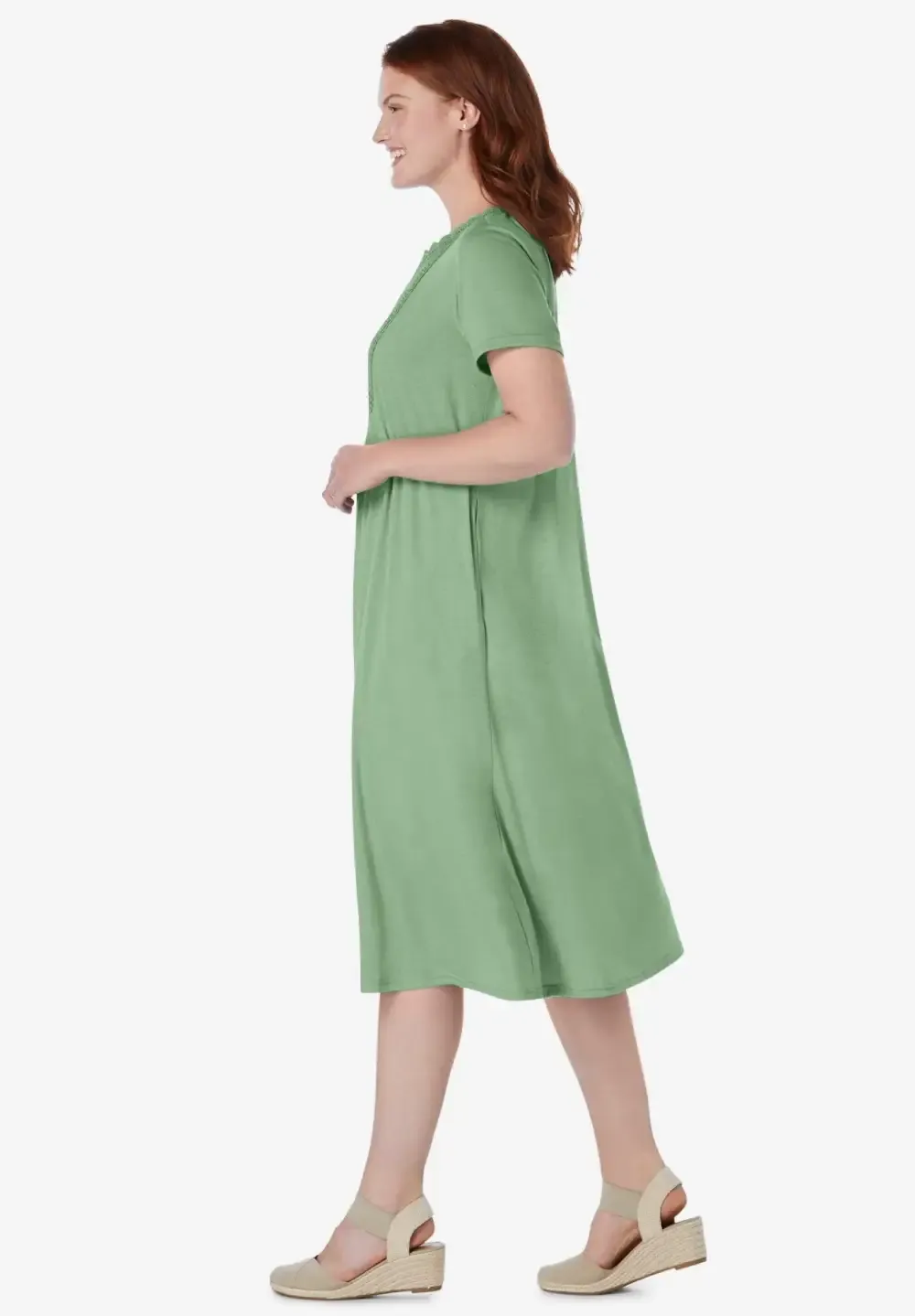 Embroidered Lace Bib Knit Dress