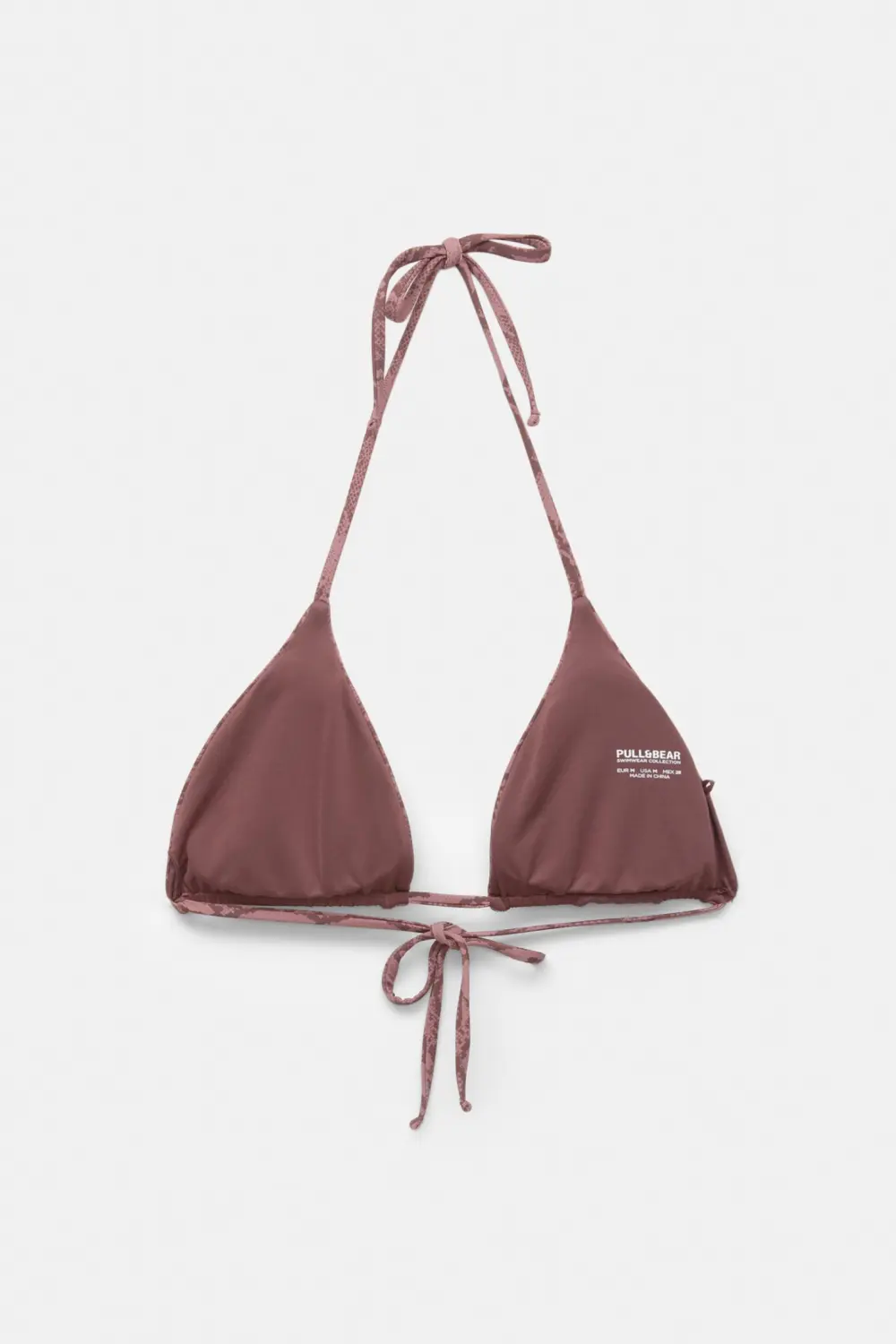 Snakeskin print triangle bikini top