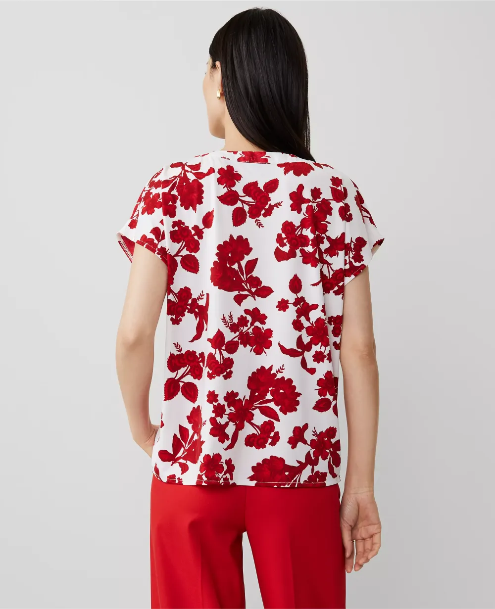 Tropical Mixed Media Pleated Top