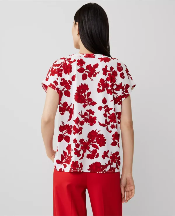 Tropical Mixed Media Pleated Top