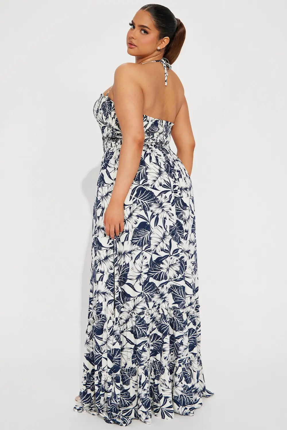 Bianca Tropical Maxi Dress - Navy/combo