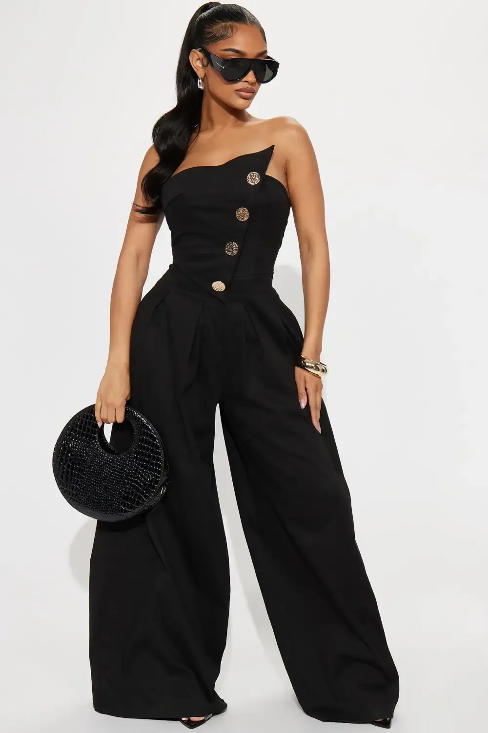 Monique Strapless Jumpsuit - Black