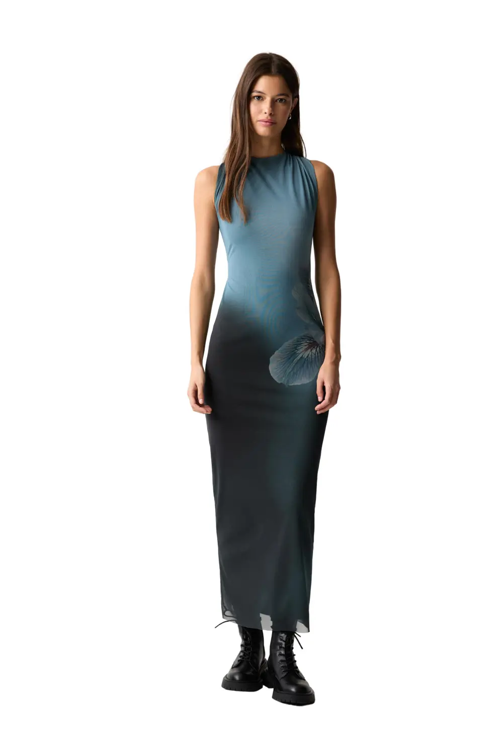 Vestido midi tul flor
