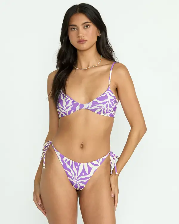 Wave Song Tie-Side Tanga Bikini Bottom - Paradise Purple
