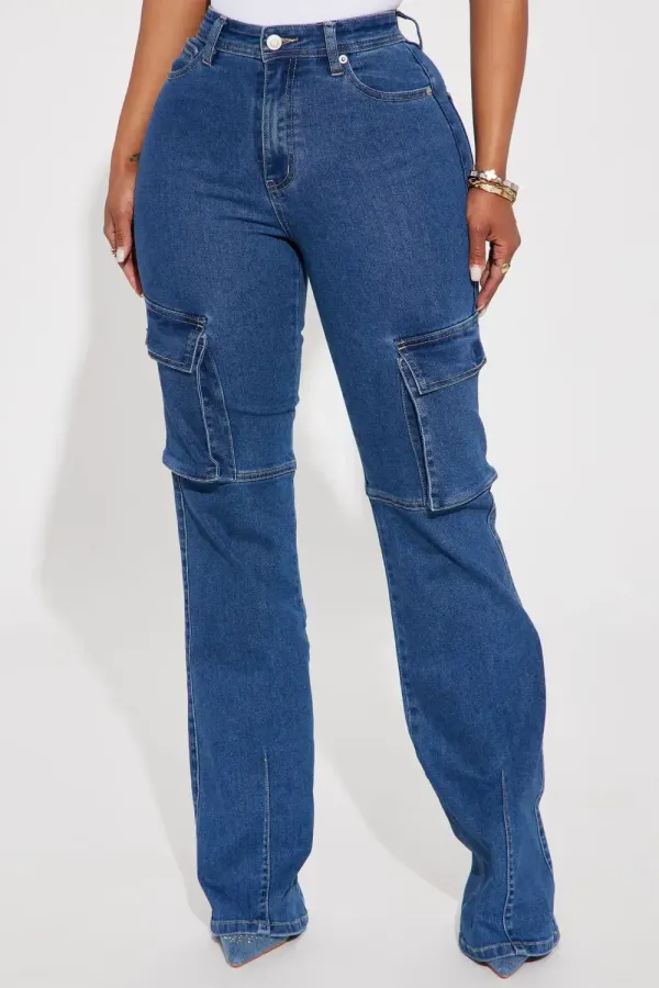 Got My Way Stretch Cargo Bootcut Jean - Dark Wash