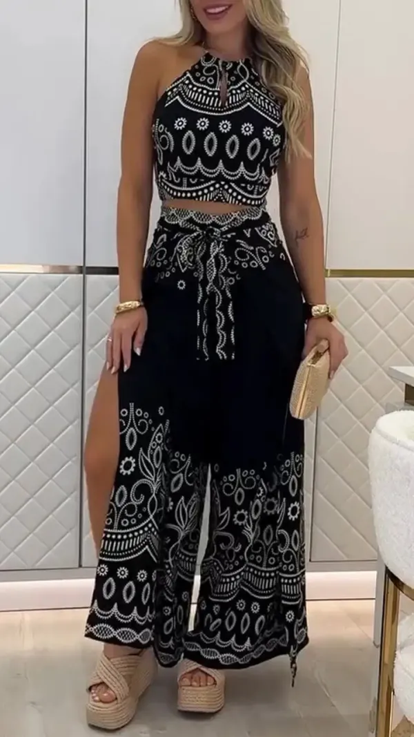 Women's Vintage Printed Holiday Casual Three-Piece Suits