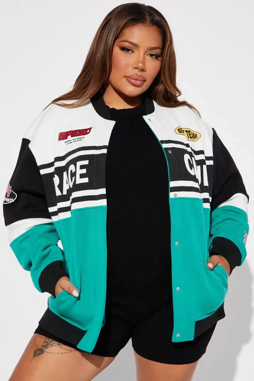 Start Your Engines Bomber Jacket - Green/combo