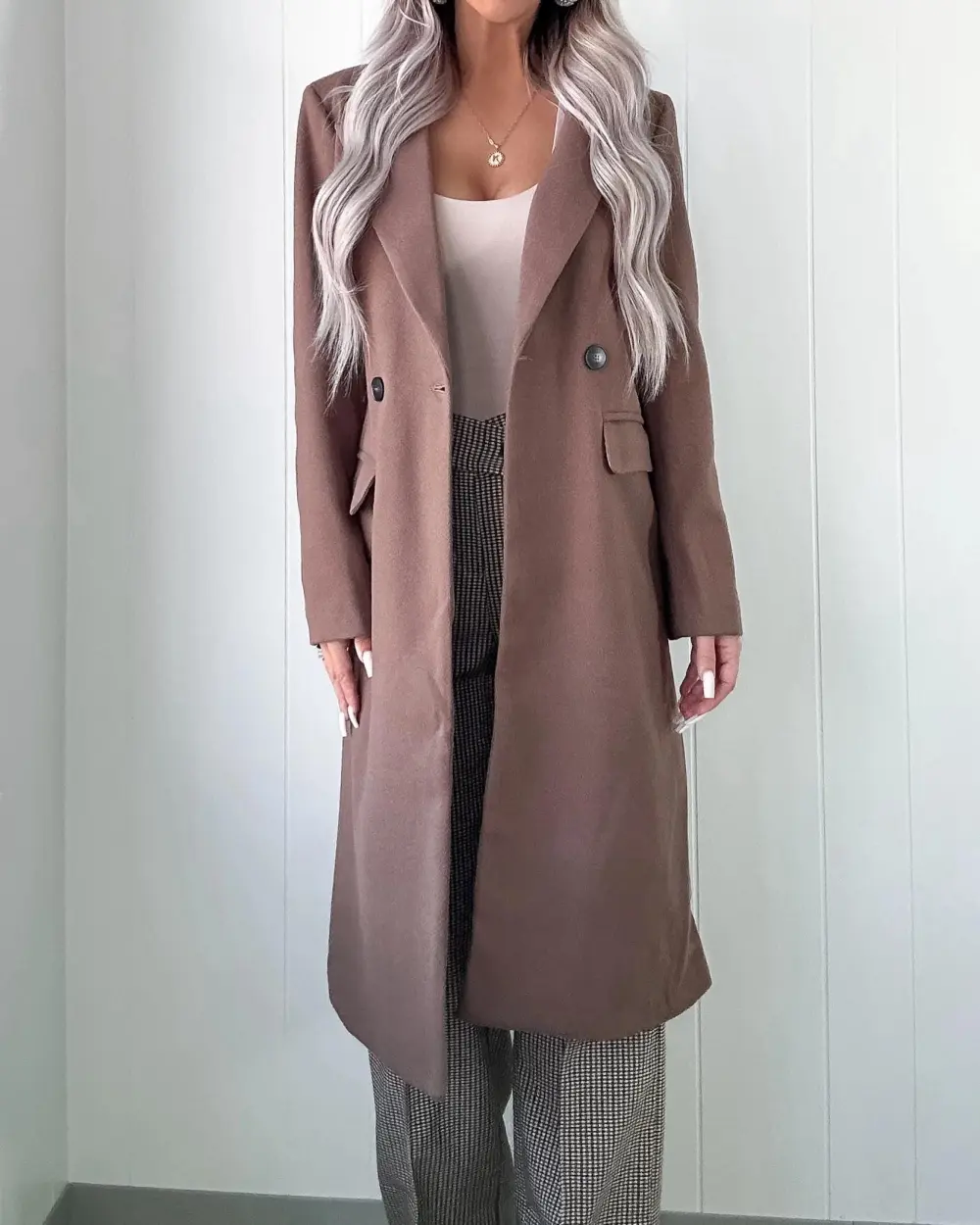 Casual Style Coat - Brown