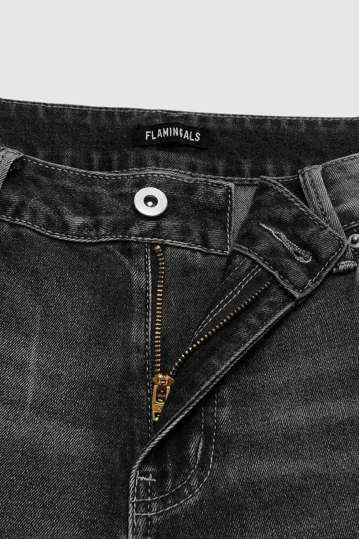Wash Raw Hem Ripped Mid Rise Barrel Leg Jeans