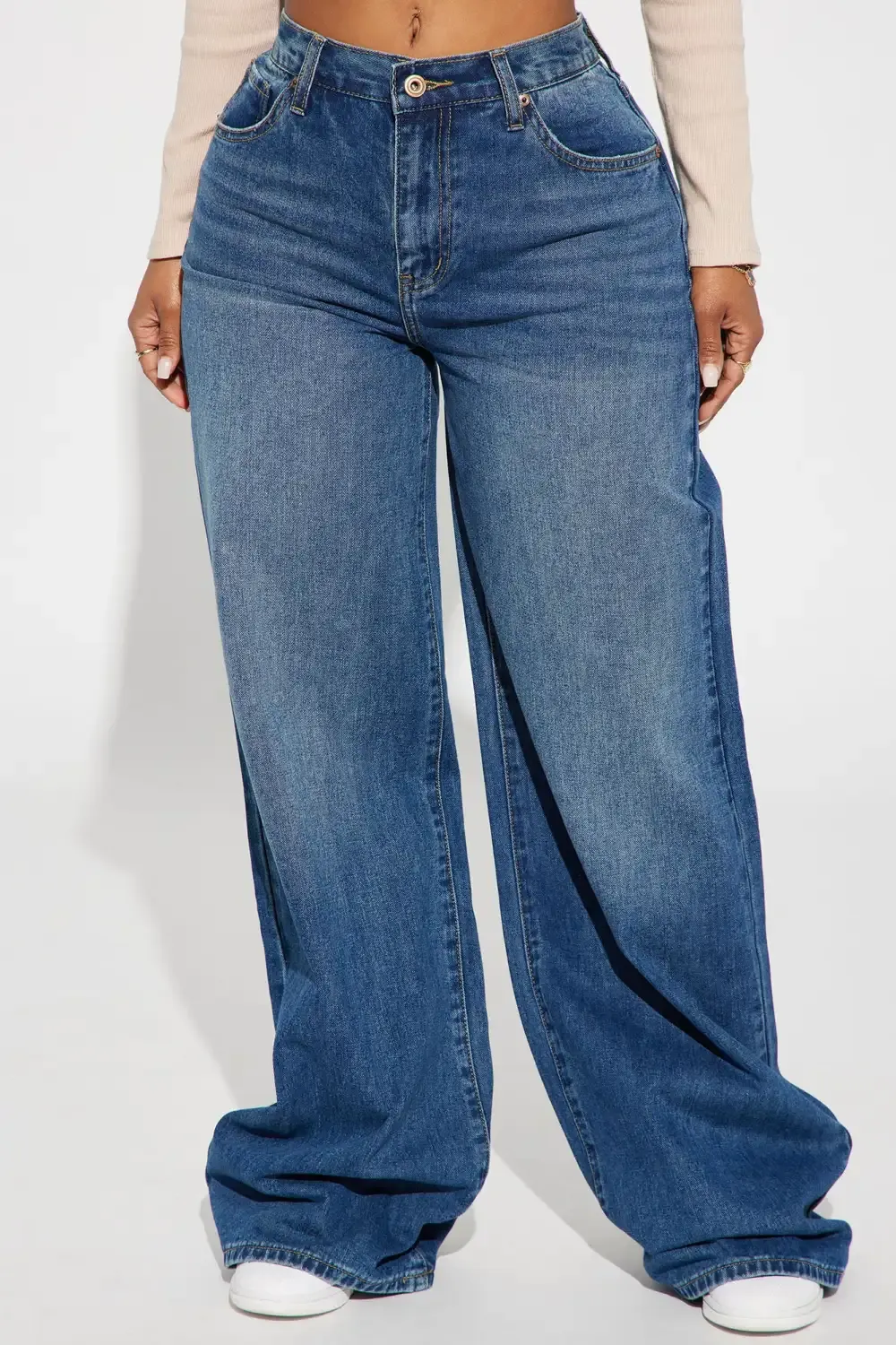 Chelsea Drop Waist Baggy Jeans - Medium Wash