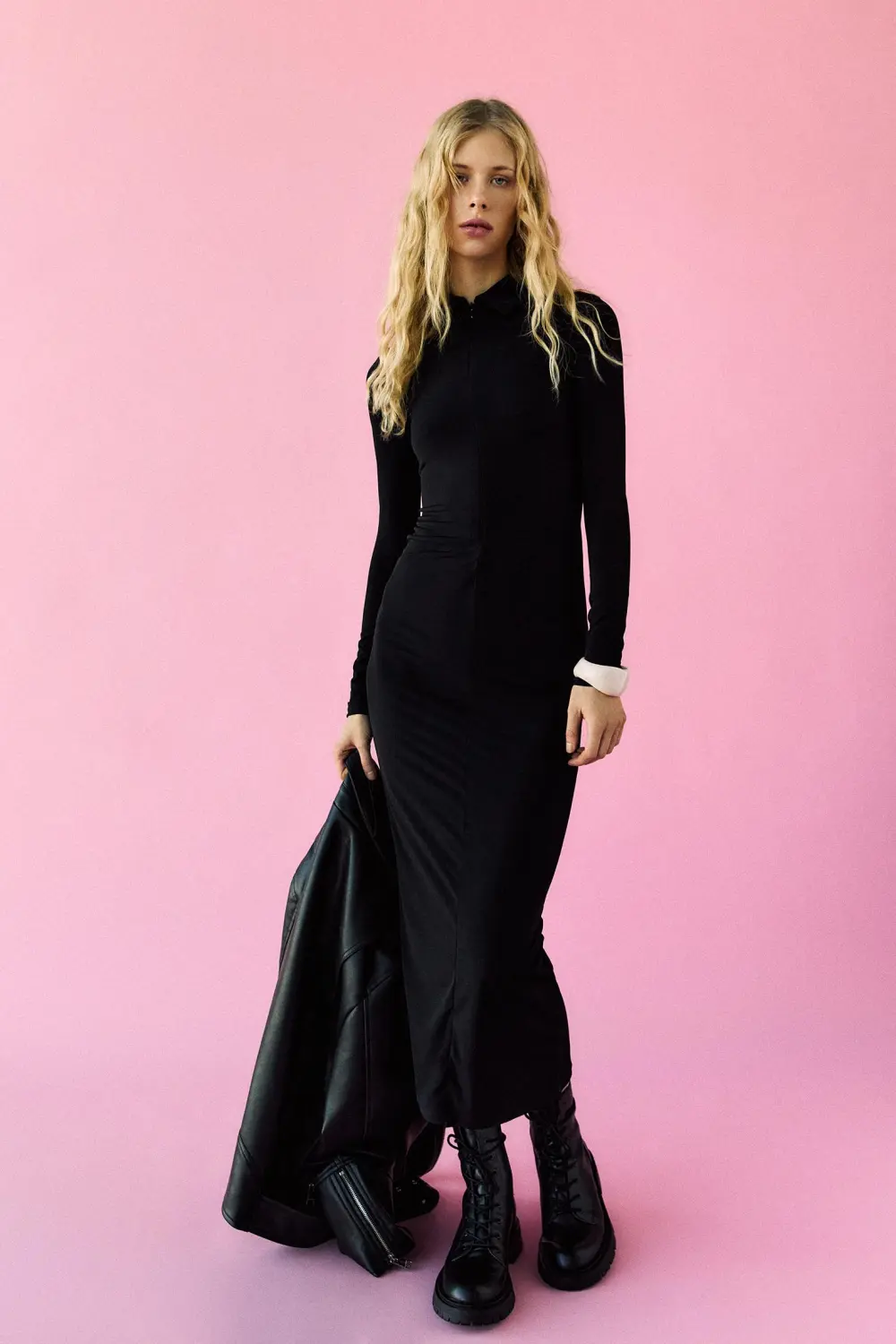 Vestido midi cuello polo