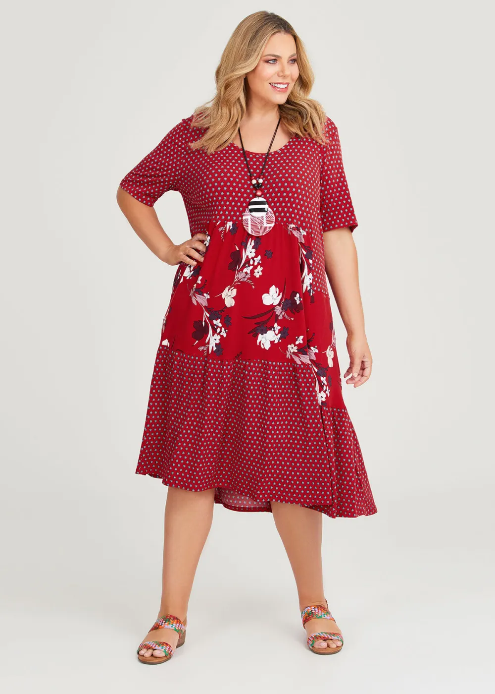 Floral & Spot Tier Dress