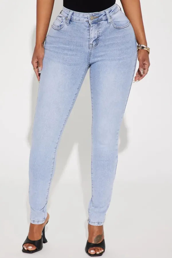 Malia Mid Rise Stretch Skinny Jeans - Light Wash