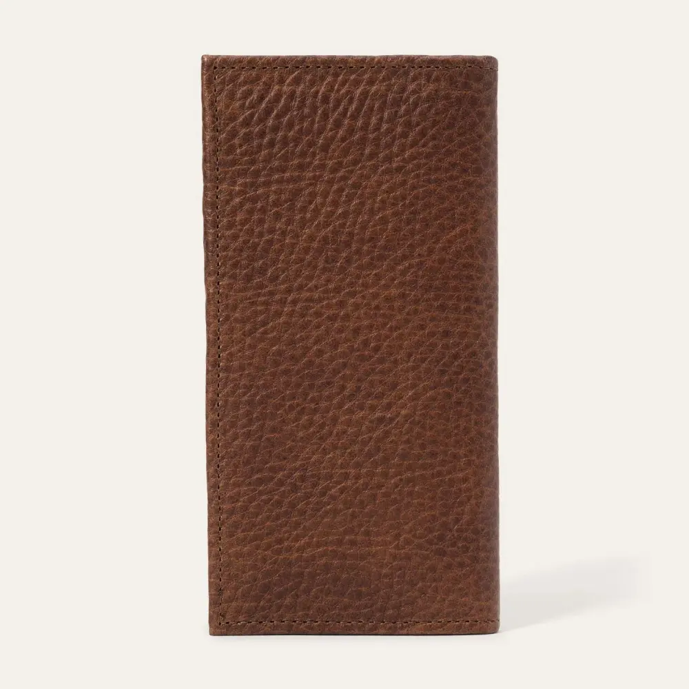 Bison Leather Stetson Rivet Checkbook Wallet