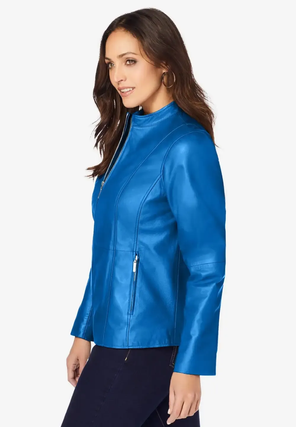 Zip Front Leather Jacket