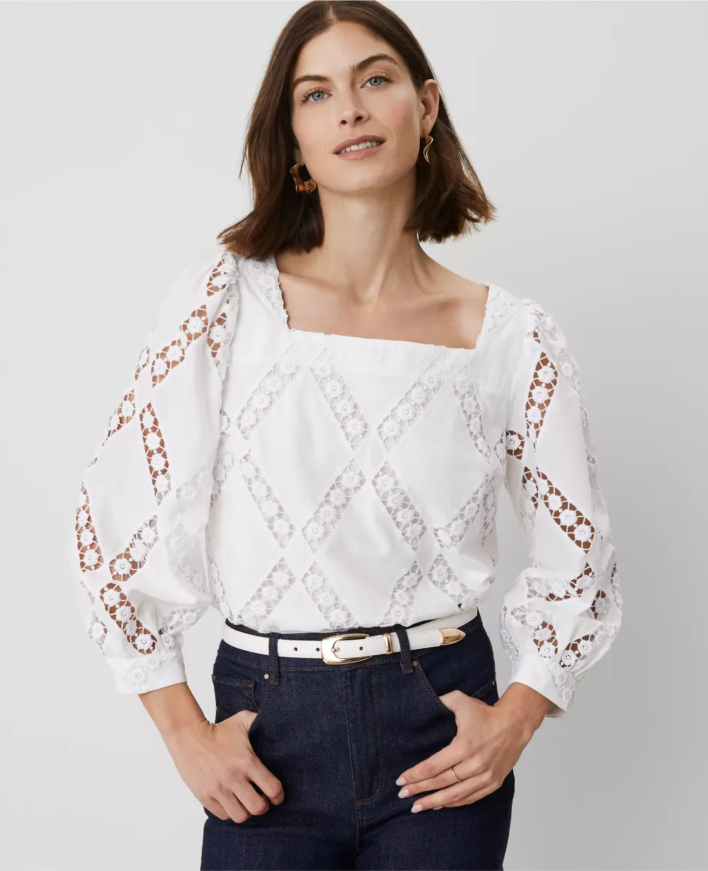 Embroidered Square Neck Blouse